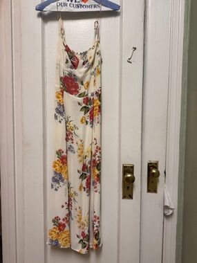Reformation Juliette Cream Floral Slip Crepe Midi Dress